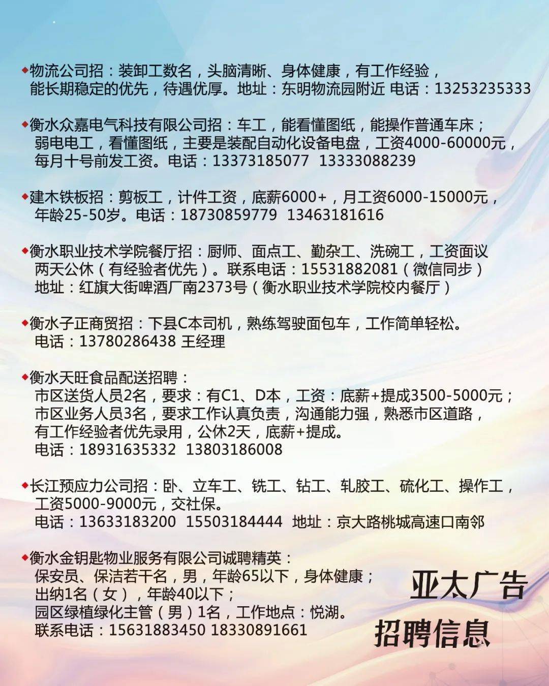 哈尔滨最新招聘信息汇总