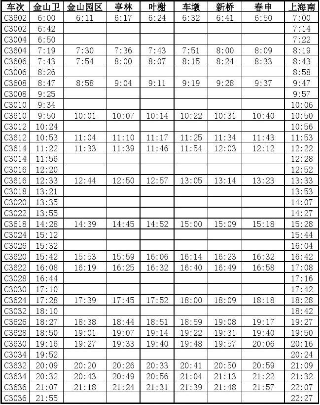 金山卫小火车最新时刻表全面解析